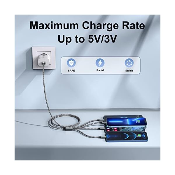 SIZUKA Multi USB Kabel, Universal Ladekabel [1.2M ] 4 in1 Handy ladekabel Mehrfach Ladekabel Micro USB Typ C Lightning… – Bild 10