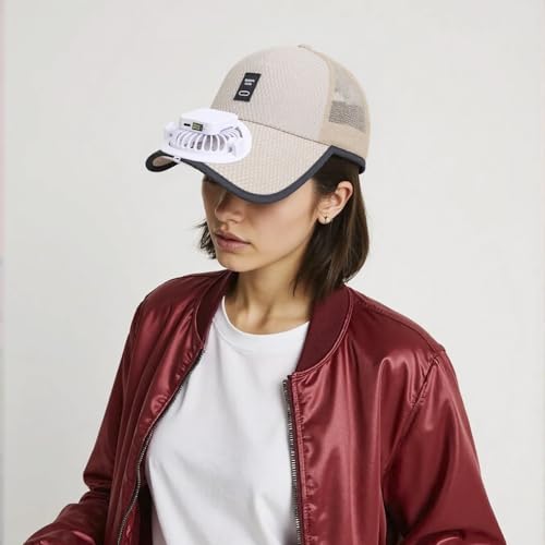 Image of Solar & USB Charging Fan Hat, Adult Mesh Cooling Baseball Cap with Fan, Adjustable Unisex Sun Visor for Hiking Fishing Golf