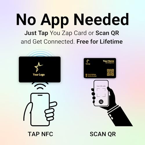 Image of Customised NFC Business Card - Black PVC Card with Gold Foil Name | Tap to Share Contact Instantly | Glossy | Digital Visiting Card with QR Code for Smart Networking