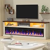 Spurgehom 58' Fireplace TV Stand for TVs Up to 65' with 52' Electric Fireplace,White Entertainment Center,Led Light TV Consoles for Living Room,Farmhouse Media Console Table