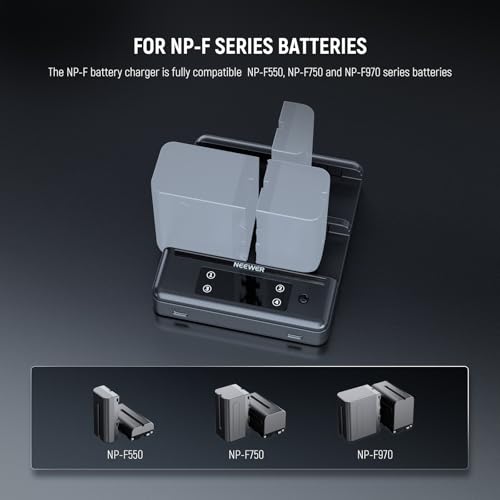 Image of NEEWER NP-F970 4 Channel Charger with Smart Power Consolidation Compatible with Sony NP-F550 750 Camcorder NPF Camera Battery, PD100W Fast Charging /Dual USB C /OLED Display /100W Type C Cable, NW-F4R