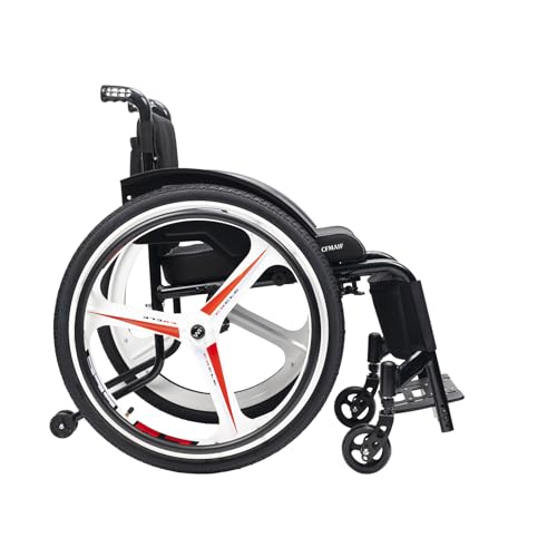 CFMAIF Silla de ruedas ligera de aleación de aluminio, silla autopropulsada para adultos con frenos de mano y ruedas de liberación rápida de 24 pulgadas (asiento de 38 cm, blanco)