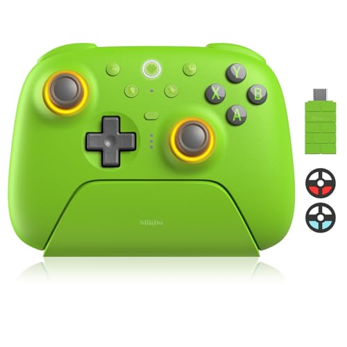 LONGYI 8BitDo Ultimate 2 Wireless Controller mit TMR Joysticks für Windows und Android Gaming Controller mit Umschaltbaren Hall Effekt/Taktiltriggern RGB-Feuerring 8Speed Wireless Tech Ladestation