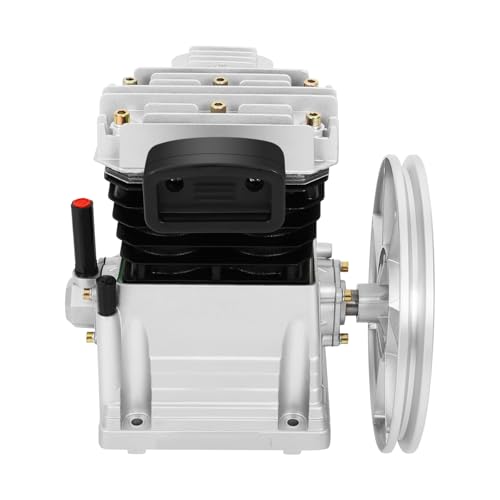 Compresseur d'air - Tête de pompe à 2 cylindres avec poulie - 420 l/min - 960 tr/min - Silencieux - 10 bar - Poulie - Compresseur à piston