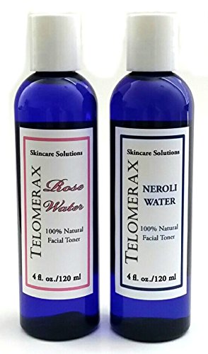 Telomerax Natural Toner Set - Neroli Water and Rose Water Set - Best Facial and Skin Toner - 100% Natural