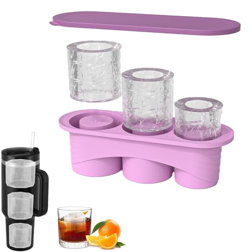 Toyone Stanley Cup Eiswürfelform – Silikon Eiswürfelbehälter mit Deckel, 3-Fach Eiswürfelschale für 40 Oz Tumbler, Whisk...