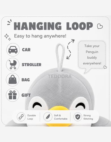 Image of Happy Penguin Soft Toy for Girls Boys Kids, Grey, Animal Plush Stuffed Baby Teddy Gift Birthday, 28 cm
