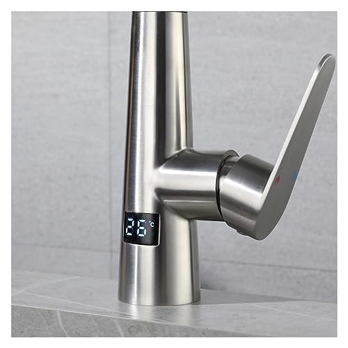 Grifo de cocina digital extraíble monomando de acero inoxidable 304 frío caliente dos modos 4