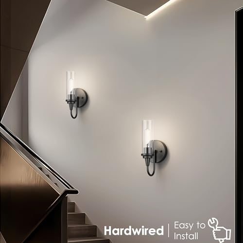 Aipsun Black Wall Sconces Set of Two, Sconces Wall Lighting Hardwired Wall Sconce Indoor Wall Light for Living Room Hallway (Exclude Bulb) by Aipsun - Used condition - Image 4