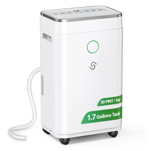 HUMILABS 4500 Sq. Ft Dehumidifiers for Large Room and Basements, Auto Shut Off and Defrost Function, 50 Pints Dehumidifier with Drain Hose and 1.7 Gallon Tank, 35 db Quiet Enough, Intelligent Humidity Control, 24H Timer