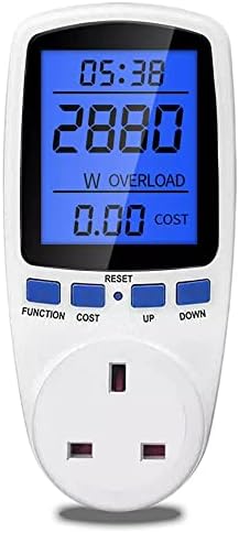 Electricity Usage Monitor, Power Meter Plug Energy Monitor Backlight LCD Display, Electricity Consumption Analyser, Cost Calculator, Voltage Amps Watt KWH Outlet Power Meter Socket, New Version
