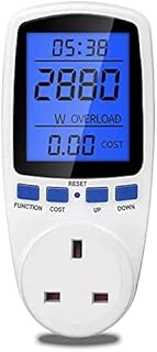 Electricity Usage Monitor, Power Meter Plug Energy Monitor Backlight LCD Display, Electricity Consumption Analyser, Cost Calculator, Voltage Amps Watt KWH Outlet Power Meter Socket, New Version