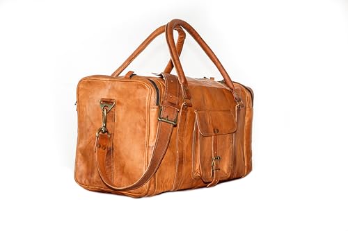 Handcrafted 21” Vintage Brown Genuine Leather Duffle Bag - Versatile for Men and Women | Ideal for Travel, Sports, Gym, and Weekend Getaways | Stylish Carry-On for Overnight Adventures2