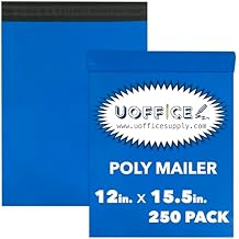 Colored Poly mailers, Blue colored mailers 12" x 15.5" Pack of 250, Mailing shipping bags, Poly colored bags, Tear-Resistant Envelopes, Packaging Bags, Plastic Mailing bags