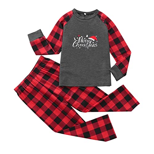 Generisch Blusa con estampado a cuadros y pantalones para la familia, rojo, 6 años