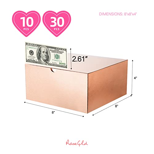 Rosegld 10 Gift Boxes 8X8X4 Inches, Gift Boxes With Lids, Rose Gold Gift Boxes, Bridesmaid Proposal Boxes For Light Weight Gifts (Glossy Rose Gold With Grass Texture) #TOP5