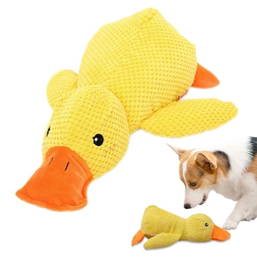Mellow Calming Duck Dog Toy Upgraded Calming Duck Toy for Dogs Interactive Toy with Quack Sound Soft Plush Stuffed Calming Duck Pillow Durable Stuffed Dog Puppy Toys for Puppy Keep Busy (A)