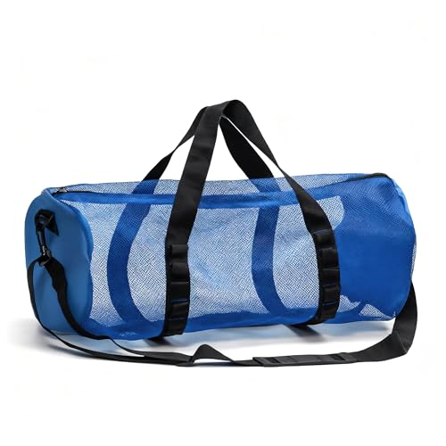 Bolsa de malla para buceo de 22.8 pulgadas con correa azul para hombro
