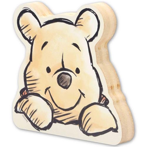 Image of Disney Winnie the Pooh Shelf Sitter Decor | Adorable Pooh Wood Block Tabletop Decoration for Home
