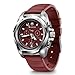 Victorinox I.N.O.X. Chrono 43mm Mens Watch - Silver Stainless Steel Case, Red Dial, and Red Rubber Strap