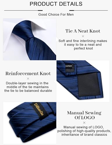 Image of DiBanGu Mens Solid Color Tie and Pocket Square Set Woven Silk Plain Necktie & Handkerchief for Men Wedding Party Formal
