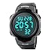 orologio digitale uomo，Welltop orologio uomo digitale con sveglia con quadrante grande，orologio sportivo uomo impermeabile da esterno con retroilluminazione a LED per correre e nuotare (Grigio)