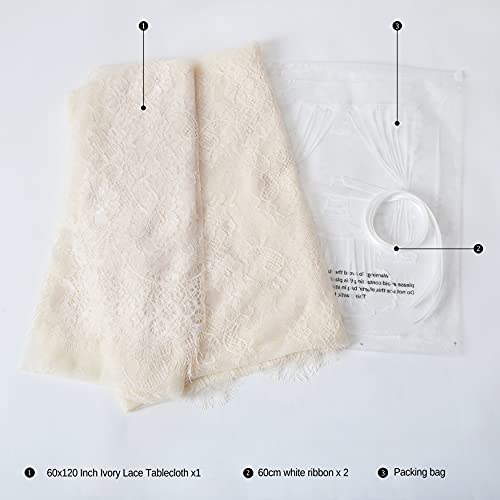 Luoluohouse Rustic Ivory Wedding Tablecloths Lace Chic Rectangular Tablecloths For Wedding Reception Farmhouse Table Decorations 60X120 Inch #TOP4