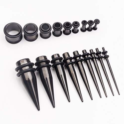 Cabbe Kallo 14G-00G 36Pcs Ear Gauges Stretching Kit Surgical Steel Tapers Tunnels Plugs Piercing Set Body Jewelry #TOP3