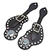 BTSEURY Spur Strap Set, 2Pcs Artificial Leather Spur Strap, Rhinestone Decorations Adjustable Spur Holder for Cowboys (Black)
