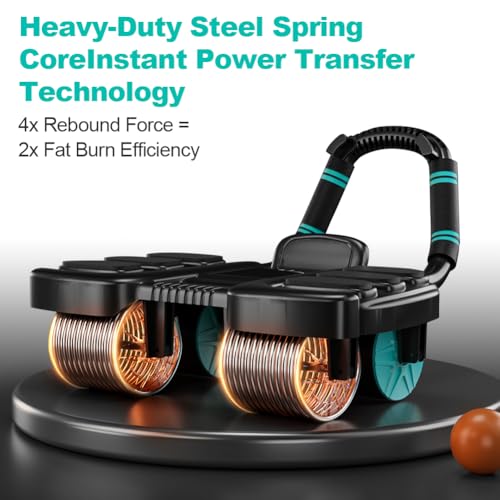 Four-wheel Automatic Rebound Ab Roller Wheel with Elbow Support, Abdominal Wheel Core Exercise Equipment for Home Gym, Abdominal Workout Machine for Men/Women Beginners (Blue) by Pqeert - Image 4