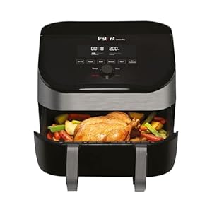 Instant VersaZone Heteluchtfriteuse/XXL Single + dubbele kamer in 1-8,5 l airfryer met kijkvenster, roestvrij staal, 8-in-1 smart programma’s frituren, bakken, braden, grillen, drogen en opwarmen