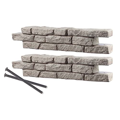 Image of RTS Home Accents Rock Lock Interlocking Landscape Edging and Border System, Straight Section With Spikes, 4-Feet Long (Pack of 2)