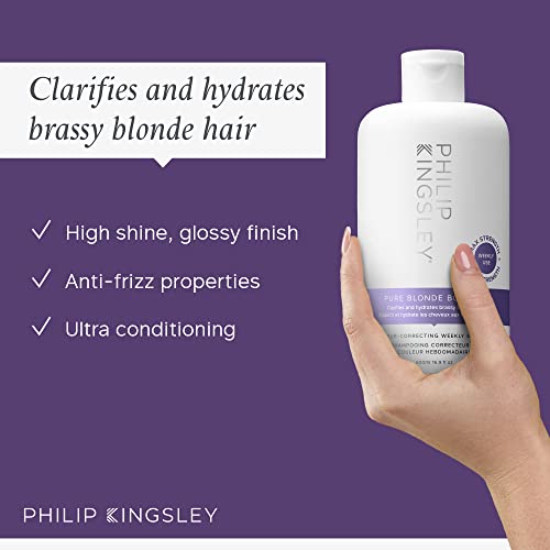 Philip Kingsley Pure Blonde Booster Color-Correcting Purple Shampoo For Blonde Silver Gray Brassy Colored Highlighted Bleached Hair Weekly Toner For Orange Brassiness And Yellow Tones, 16.9 Oz. #TOP1
