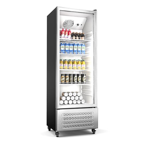 KLARSTEIN GrandCooler 270L Drinks Fridge - Beverage Refrigerator with Double-Glazed Door, Aluminium Door, LED Lighting, Mechanical Thermostat, 4 Shelves, 0°C to 10°C, 4 Wheels