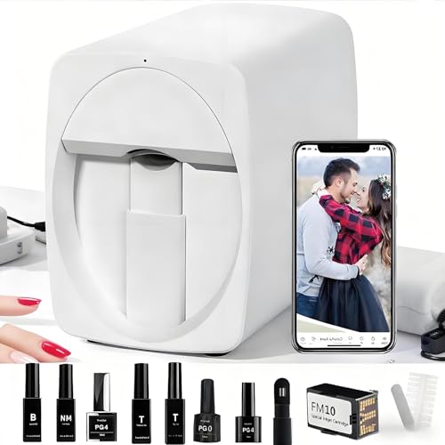 3D Nail Printer Robot Nail Painting Machine Smart Printer - Digital Intelligent Art Printers for Kids/Nails Salon/Manicure/Nails Lovers, Over 1000 Pictures, 20s Done, No Skills Needed White