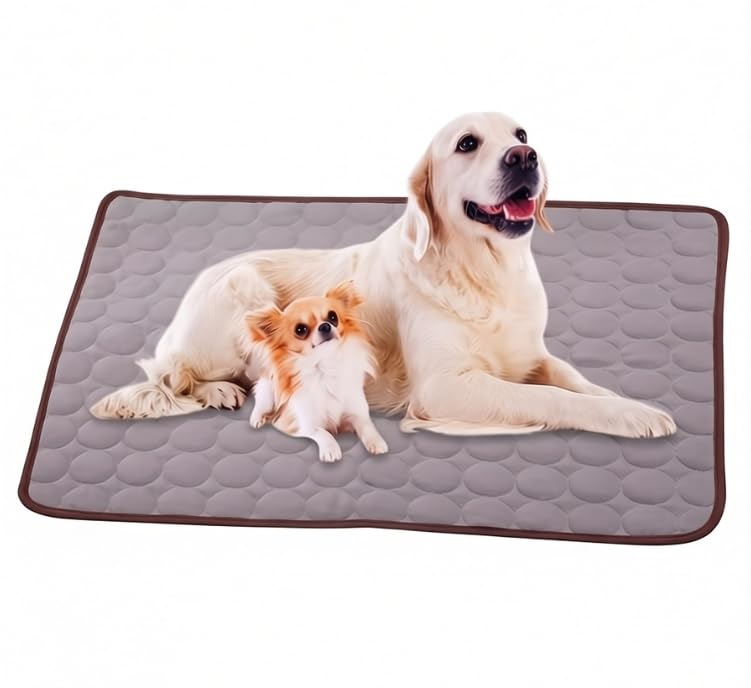 Generico Tappetino Refrigerante per Cani Taglia Media Tappetino Rinfrescante per Gatti Impermeabile Antiscivolo Tappeto Refrigerante Cane per Cuccia Casa Viaggio Auto，70x55cm，Marrone
