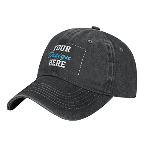 Custom Hats Add Your Team Name Company Logo Custom Hats Design Your Own Customizable Personalized Washed Black Cowboy Hats, One Size #TOP2