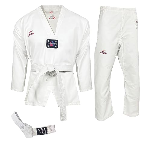 Image of TKD Taekwondo Dobok Gi Kimono with Belt 8 oz Dojo Uniform Sizes 00-6