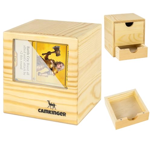 Camkinger Wooden MTG Commander Deck Box - 100 Double-Sleeved Card Storage with Dice Tray, Portable Magic The Gathering Deck Box with Commander Display Window, TCG Card Holder for Gamers