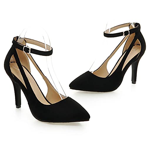 Uniquelly Womens Stiletto High Heel Mary Janes Ankle Strap Pumps Pointed Toe Elegant Dress Shoes2