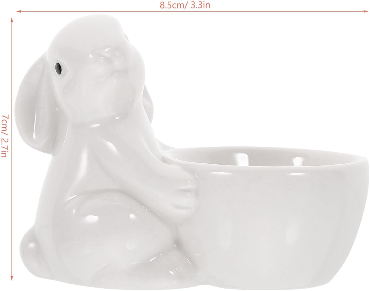 Ceramic Rabbit Egg Cup White 8.50 X 7.00 X 5.00 Cm