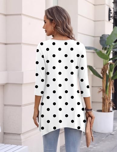 Image of Zeagoo Womens Tops 3 /4 Sleeve Loose Fit Dressy Tunics Plus Size Boho Shirts