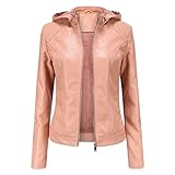 【Características】: Esta chaqueta de piel sintética para mujer con una textura exquisita es resistente al agua y al viento para mantenerte seca y abrigada bajo una lluvia ligera y luchar contra el viento en climas fríos.
