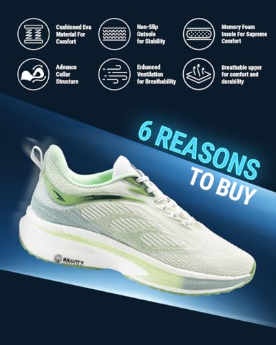 ASIAN Men's HYPERCUSHION-01 White Running Shoes OFF WHITE MINT - Image 4