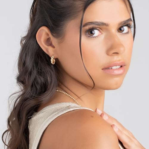 Barzel 18k Gold Plated Chunky Twisted Hoop Earrings, 5mm Thick, 10-40mm Sizes, Open Hoop Earrings for Women3