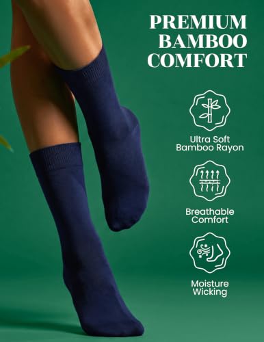 Image of Hugh Ugoli Womens Thin Soft Bamboo Dress Socks, Business, Crew, 3-6 Pairs
