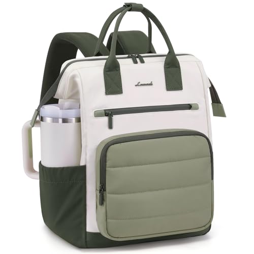 LOVEVOOK Puffer Laptop Backpack for Women, 15.6 Inch Work Backpack purse for Nurse Teacher, College Back to School Bookbag for Teen Girls, Personal Item Travel Bag Computer Daypack for Daily Commute