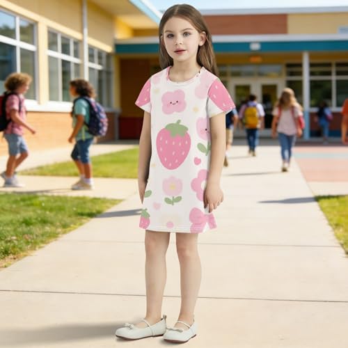 Vestido rosa de fresas para niñas el regalo ideal de cumpleaños en verano 3