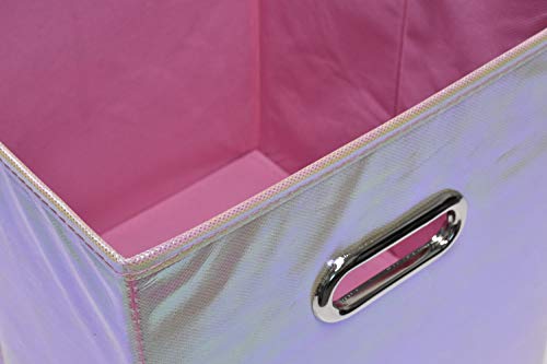 Handy Laundry Foldable Cube Storage Bins, 6 Pack, Decorative Fabric Storage Cubes, Collapsible & Great Organizer For Shelf, Closet Or Underbed, Convenient For Clothes Or Kids Toy Storage (Shiny Pink) #TOP2