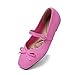 itbieong Knit Flats for Women Square Toe Flats Casual Ballet Flats with Ankle Strap,Washable Comfortable Dressy Mary Jane Flat Pink-11